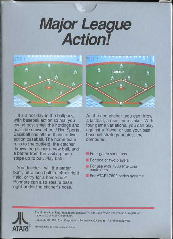 Real Sports Baseball Box Scan - Back